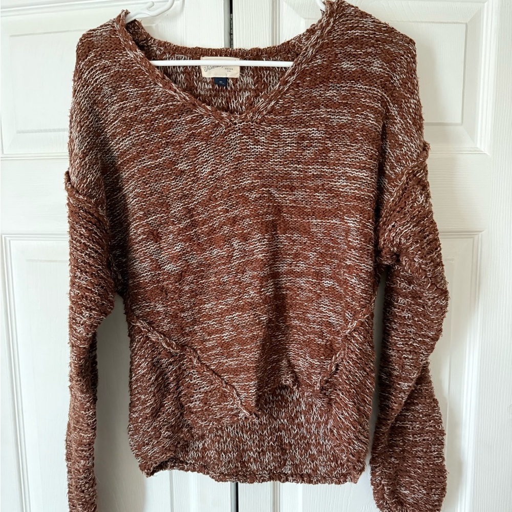 Universal Thread Marled Brown V-Neck Sweater
